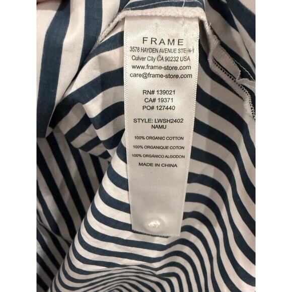 Frame x Ilona Hamer Blue White Pinstripe Menswear Classic Button Up Oversized XS - Picture 7 of 10